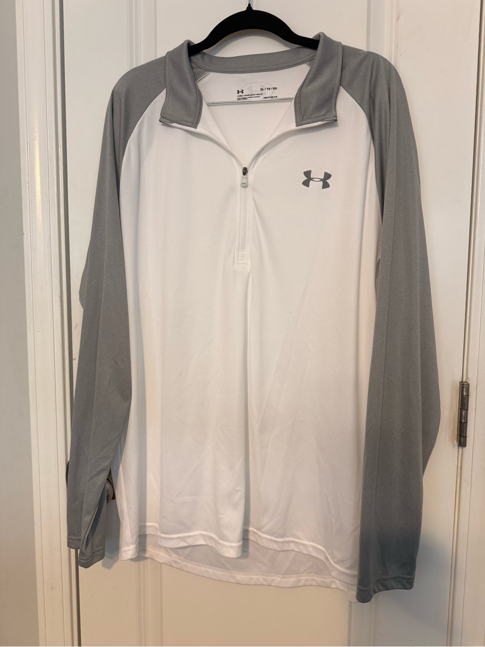 Under Armour White and Gray 1/4 Zip Athletic Pullover